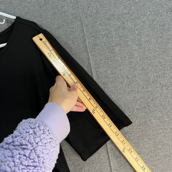 Belle By Kim Gravel Primabelle Knit Ruched Elbow Sleeve Top Black Large - Picture 5 of 8